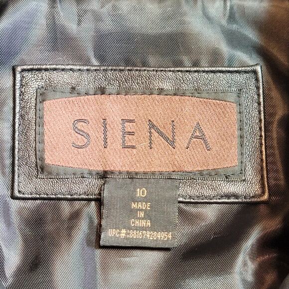 SIENA Black Genuine Leather Jacket Button Down Front Quilted Classic Chic 10 - Picture 14 of 16
